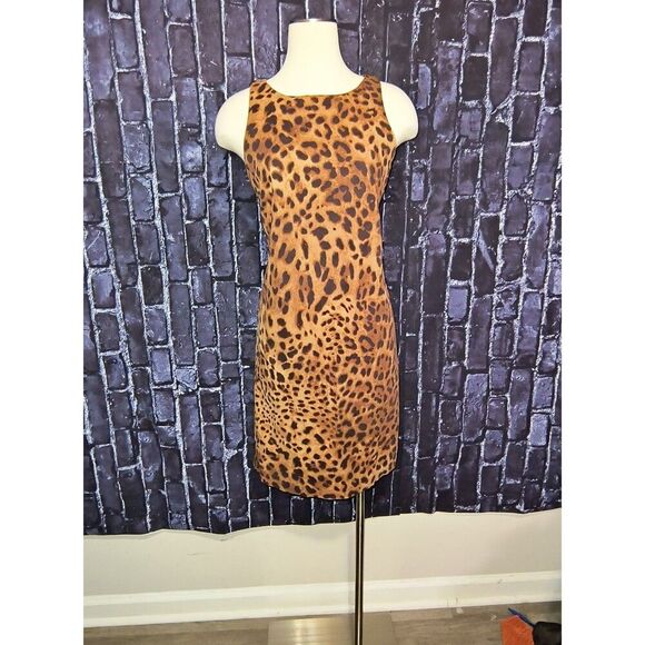 Rafaella Dresses & Skirts - Rafaella Studio Leopard Print Sheath Dress 8 Sleeveless Crewneck Matching Belt